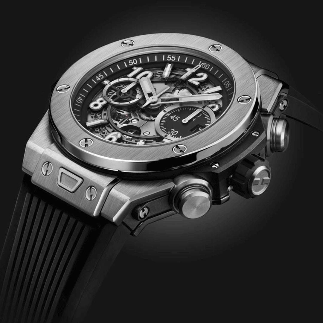 Unico Silber Schwarz 44mm Herrenchronograph