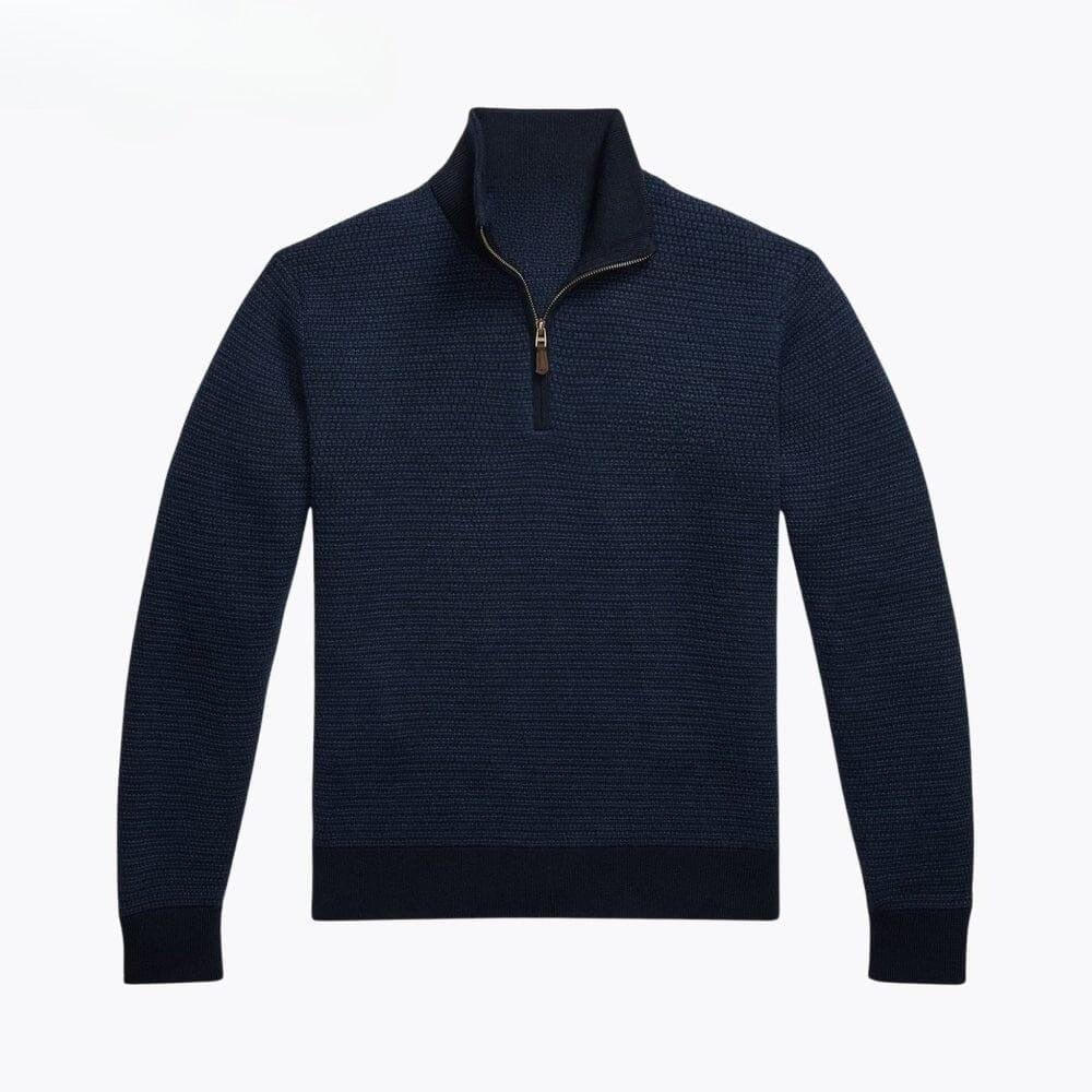 Waschbarer Woll-Pullover Mit Viertel-Reißverschluss