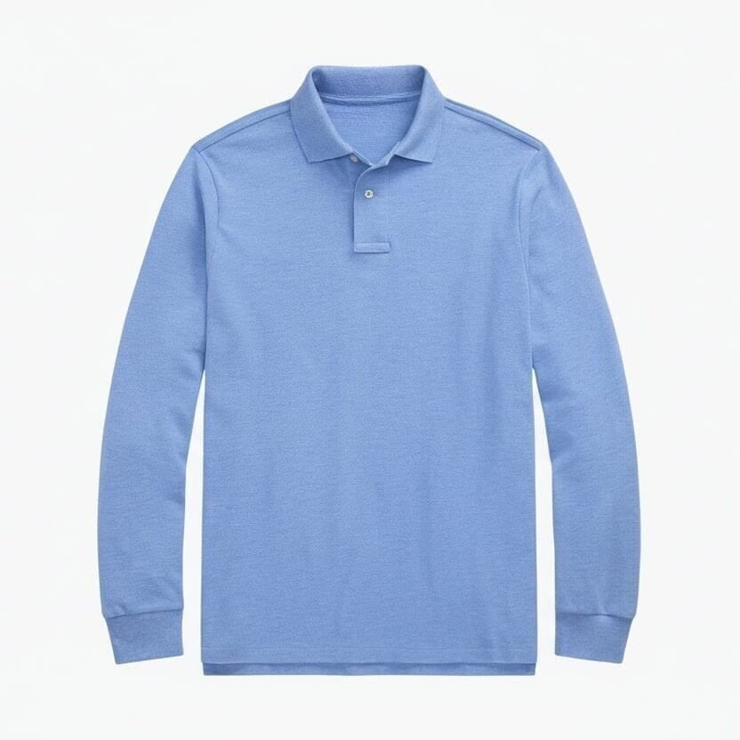 Langarm-Poloshirt Aus Mesh-Baumwolle