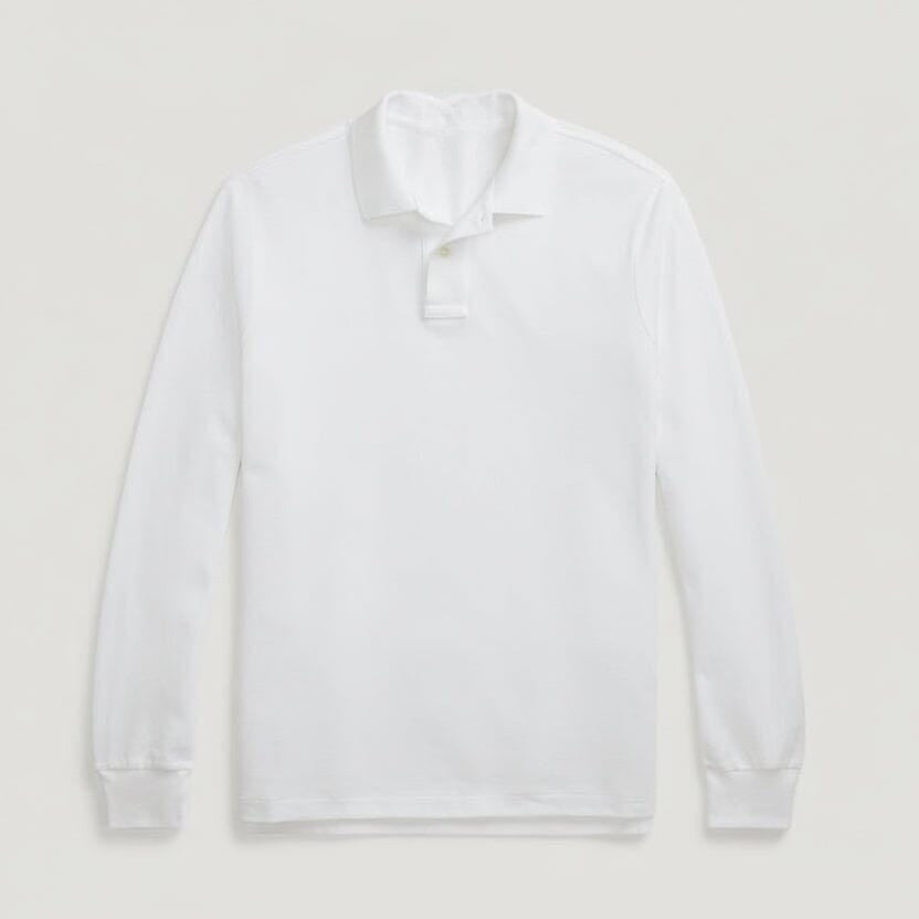 Langarm-Poloshirt Aus Mesh-Baumwolle