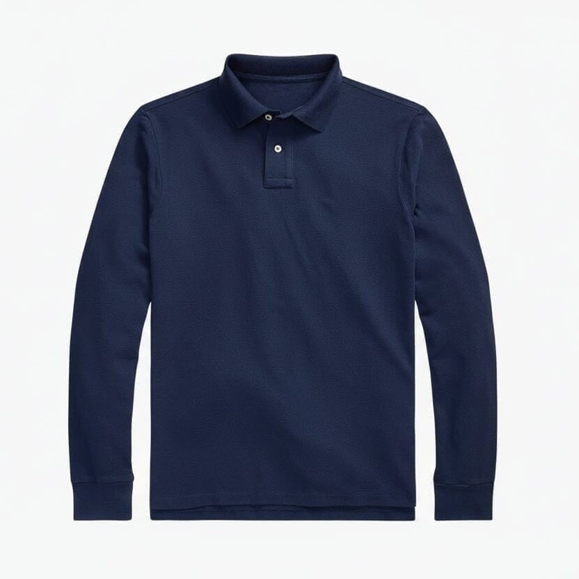 Langarm-Poloshirt Aus Mesh-Baumwolle