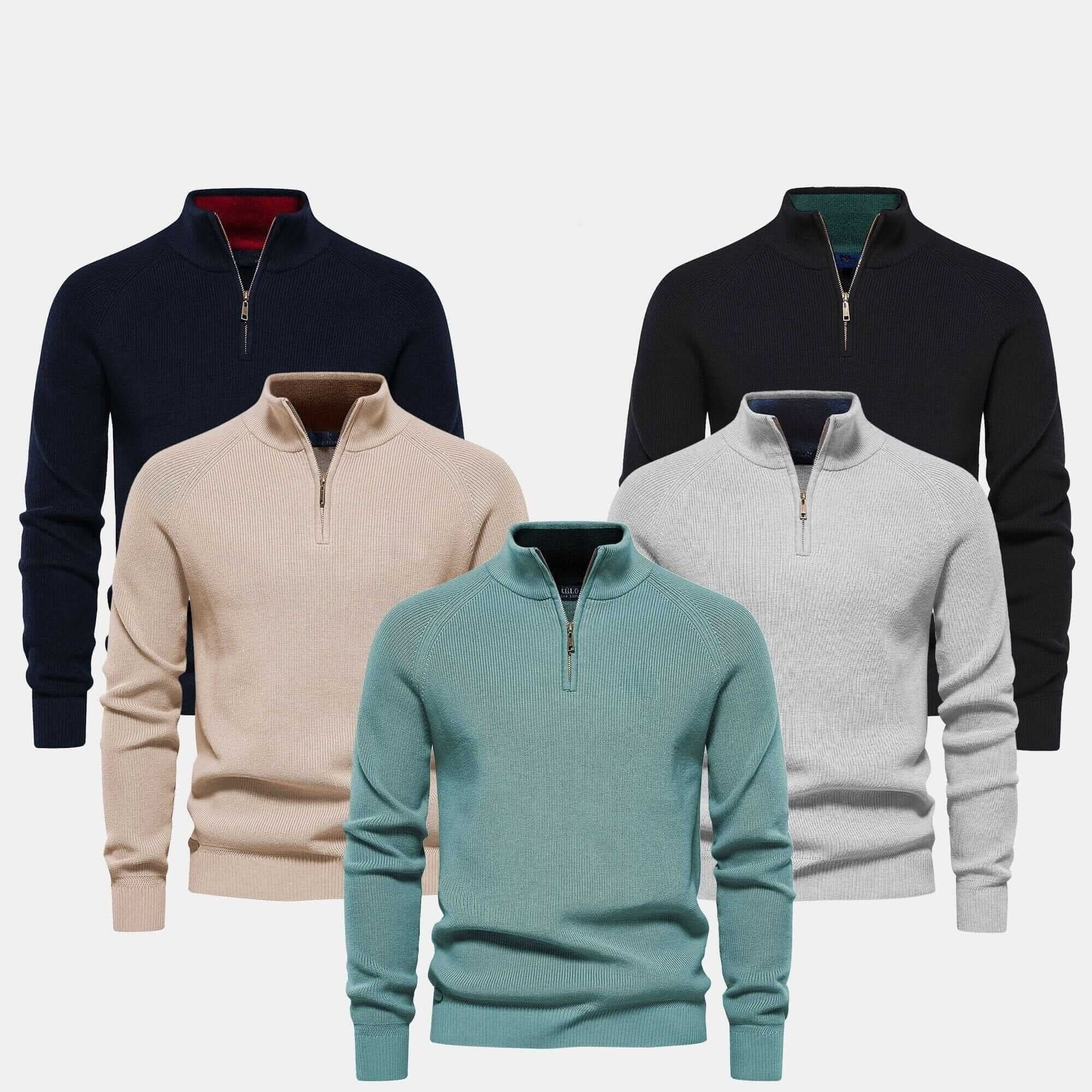 Gerippter Zip-Pullover Premium