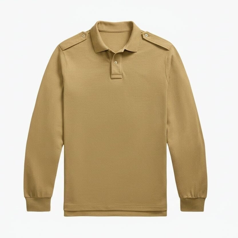 Langarm-Poloshirt Aus Mesh-Baumwolle