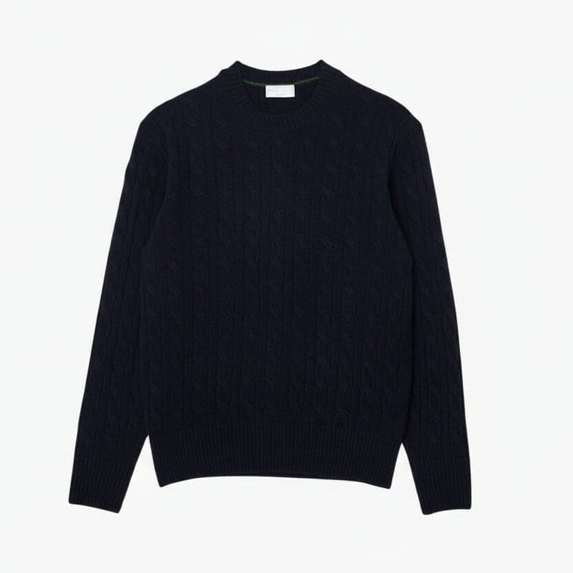 Zopfmuster Pullover Aus Gekämmter Wolle Mit Rundhalsausschnitt