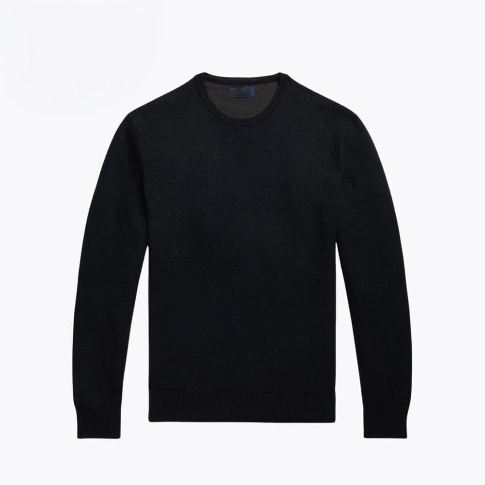 Mesh-Strick Baumwoll-Pullover Mit Rundhalsausschnitt
