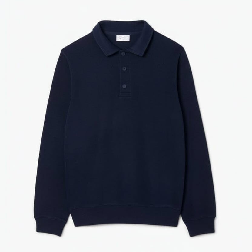 Geripptes Baumwoll-Sweatshirt Mit Polo-Kragen