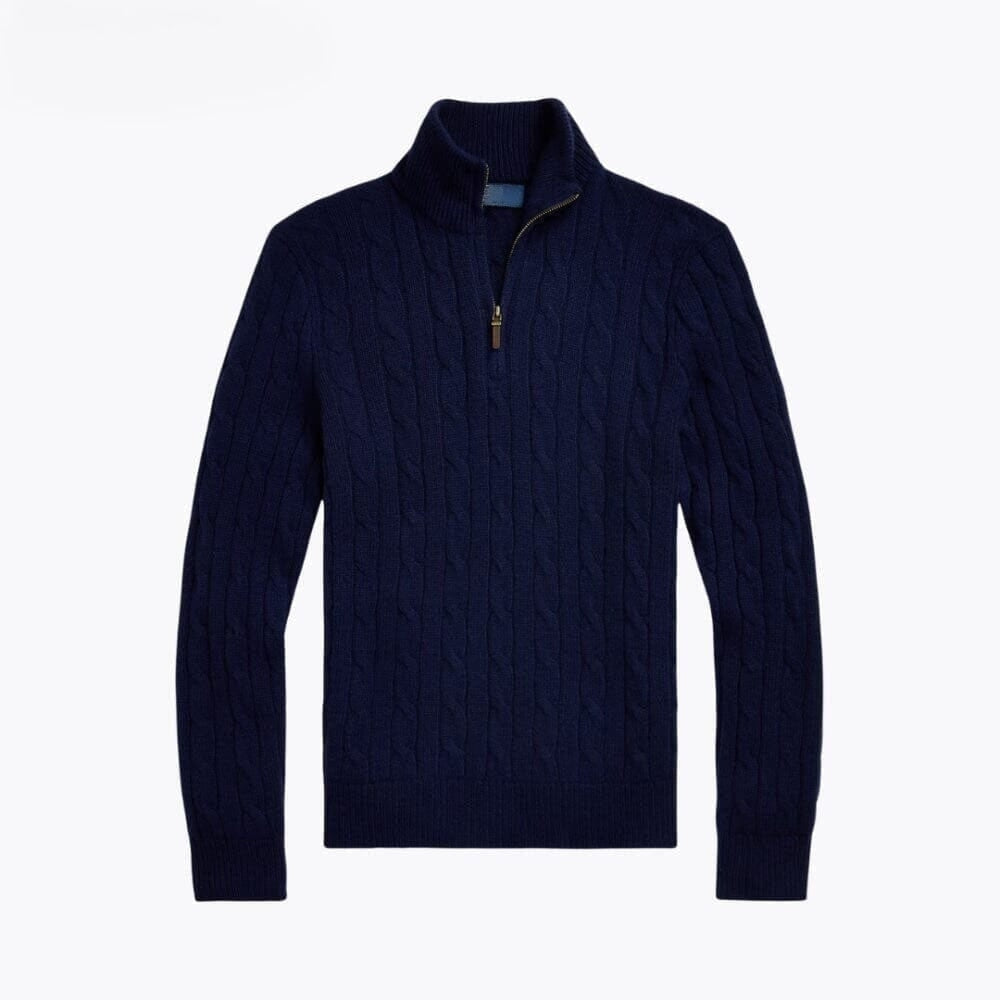 Kaschmir-Pullover Mit Zopfmuster Und Reißverschluss