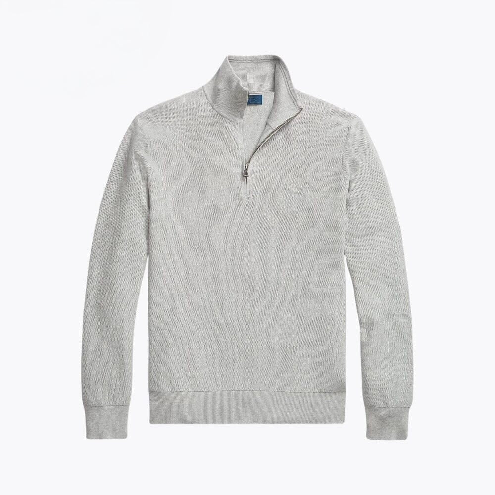 Mesh-Strick Baumwoll-Pullover Mit Viertel-Reißverschluss