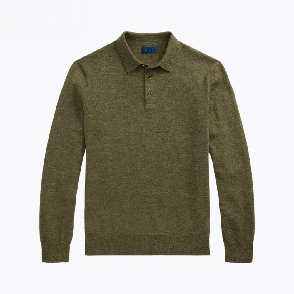 Woll-Pullover Mit Polo-Kragen