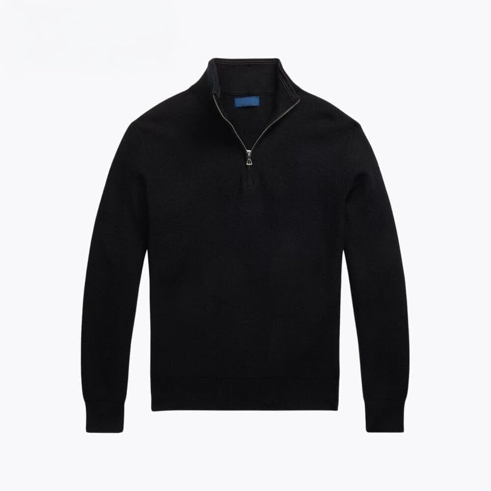 Mesh-Strick Baumwoll-Pullover Mit Viertel-Reißverschluss