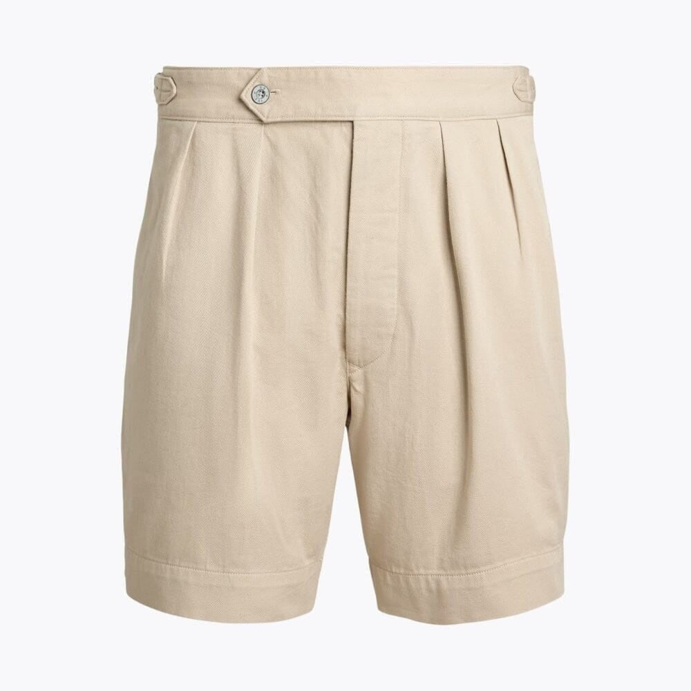 Relaxed Fit Plissierte Twill Shorts