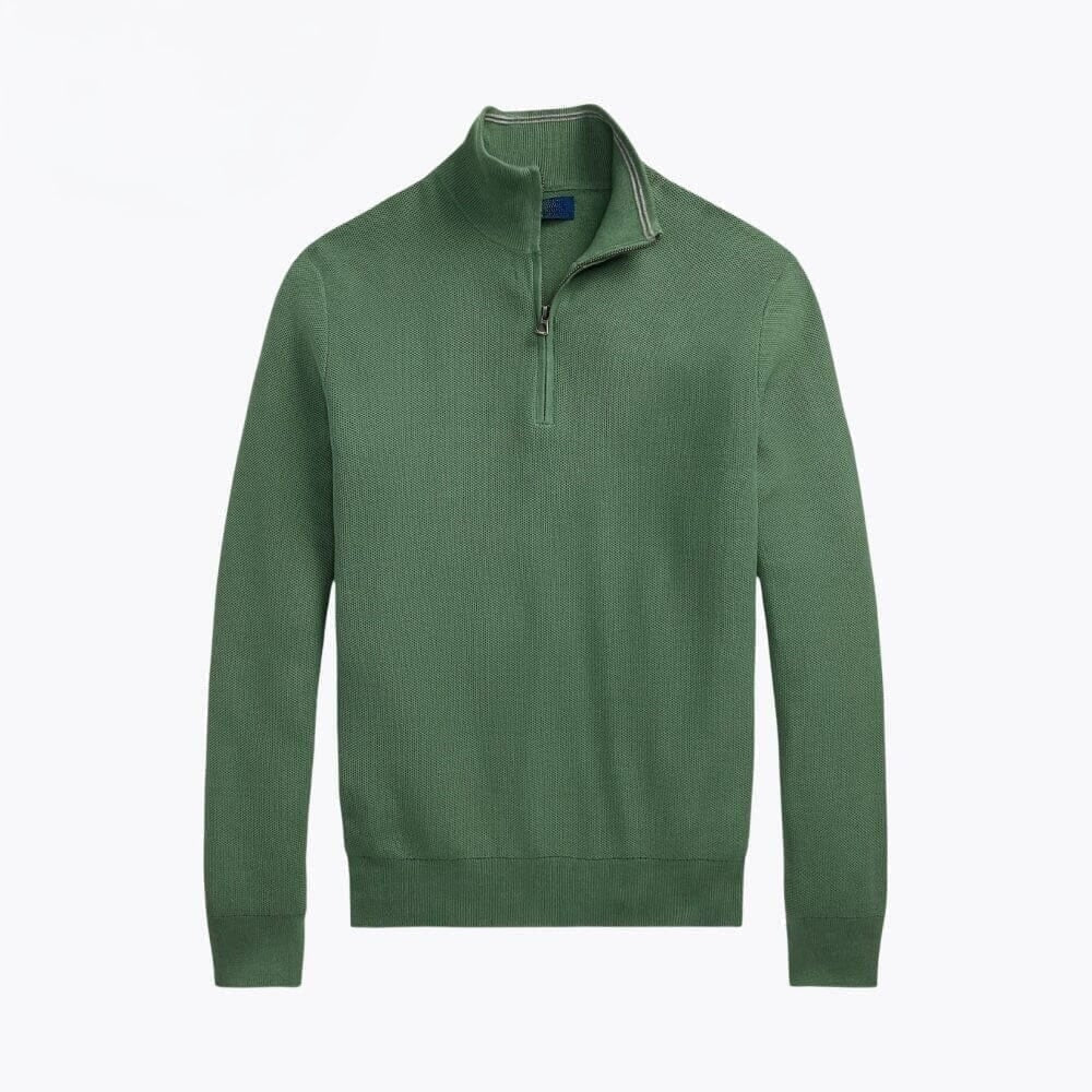 Mesh-Strick Baumwoll-Pullover Mit Viertel-Reißverschluss