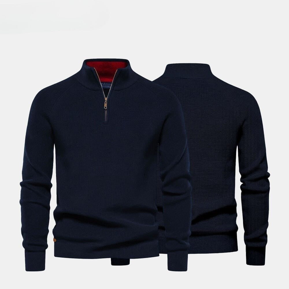 Zip Zopfstrick Woll-Pullover