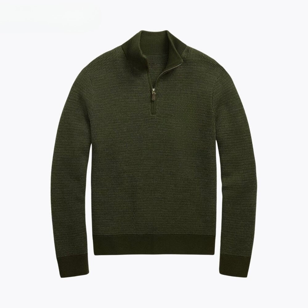 Waschbarer Woll-Pullover Mit Viertel-Reißverschluss