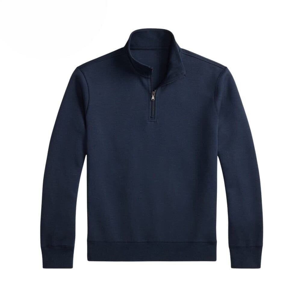 Doppelstrick Stehkragen Pullover Mit Viertelreißverschluss