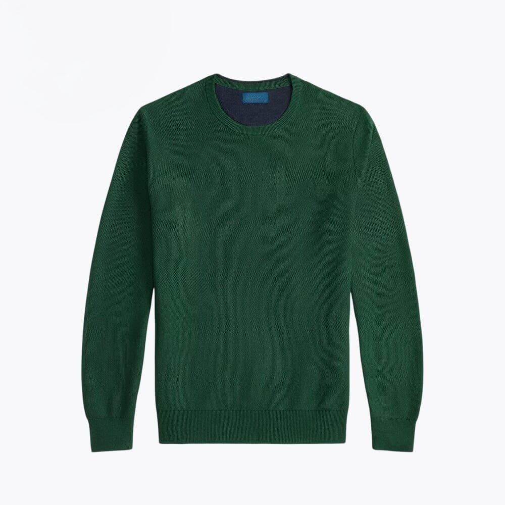 Mesh-Strick Baumwoll-Pullover Mit Rundhalsausschnitt