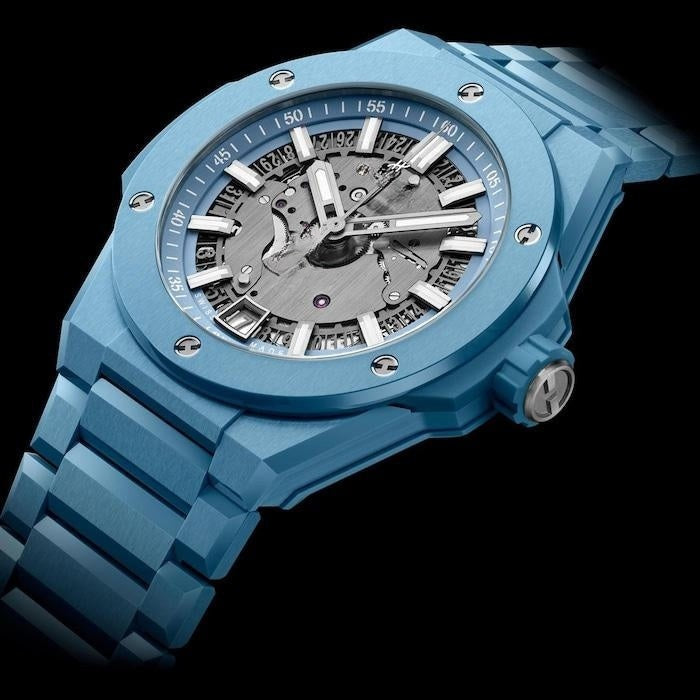 Integrated Time Only, Himmelblaue Keramik, 42 Mm